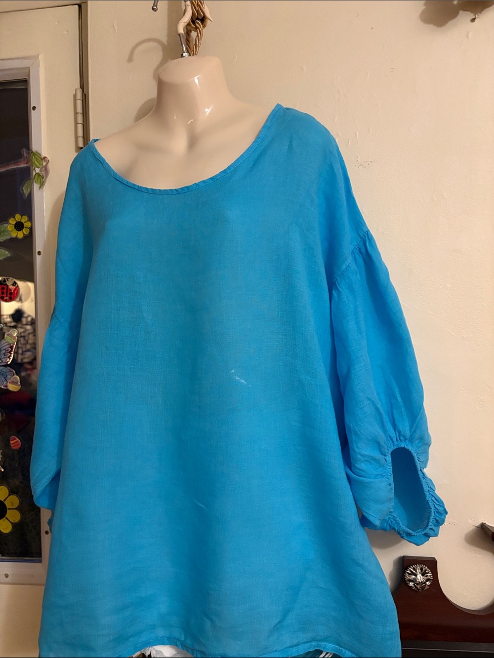 Women's Relaxed Scoop-Neck Turquoise Tunic